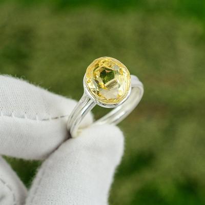 Sterling Silver Natural Citrine Sister Statement November Birthday Ring Size 9