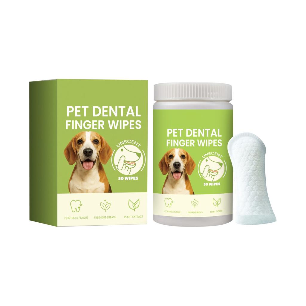 Dog Teeth Cleaning Wet Wipes, Fresh Breath For Dogs And Cats, Pet Teeth And Finger Wet Wipes, Descaling Finger Cots,5ml(50pcs)