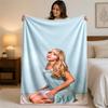 Sabrina Carpenter Print Flannel Blanket Cozy Warm Plush Throw Blanket For Bed Sofa Couch Indoor Household Use