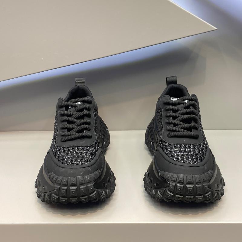 Fashion Luxury Designer Men's Breathable White Rhinestones Lace Up Platform Causal Shoes Male Flats Moccasins Sports Walking Sneakers