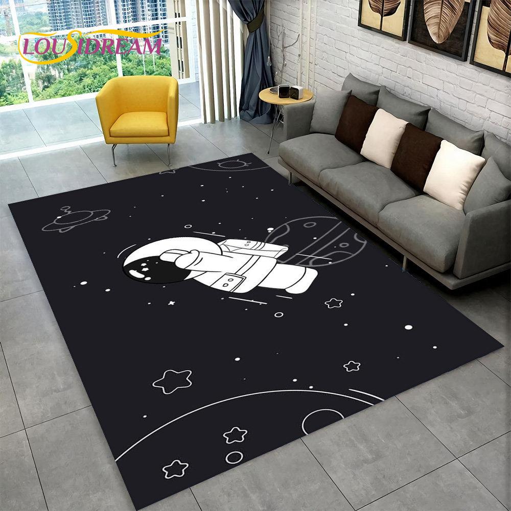 Dywan 3D Cartoon Astronaut Space Area, dywanik do domu, salonu, sypialni dziecięcej, sofy, wycieraczki, dekoracja, antypoślizgowa mata podłogowa dla dzieci