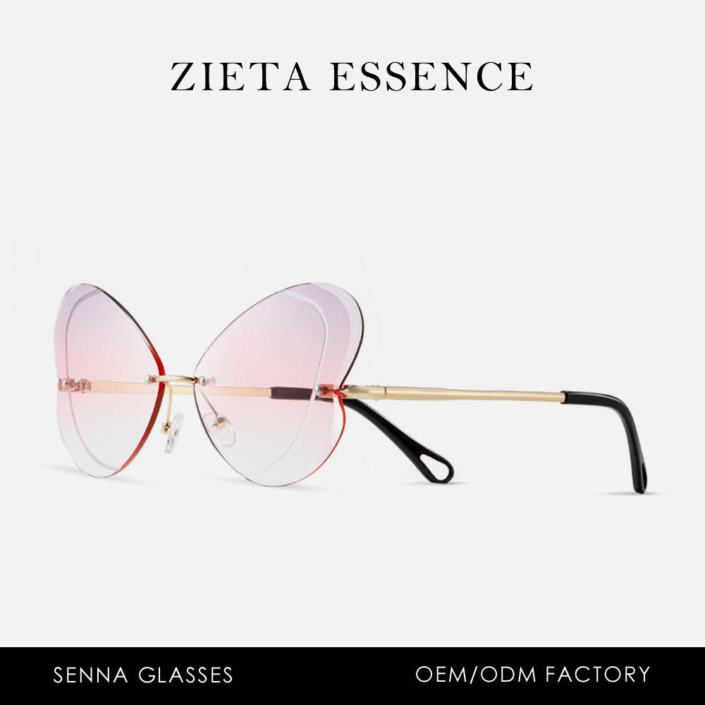 Butterfly Frameless Gradual Change Sunglasses Women Travel Street Shot Fresh And Sweet Decorative Sunglasses