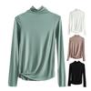 Women Bottoming Top Half-high Collar Long Sleeve Elastic Skinny Soft Warm Solid Color Pullover Simple Style Lady Inner Wear Blouse
