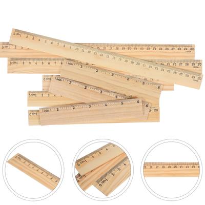 9 Pcs Wooden Ruler Set Wood Rulers Straight Edge Drawing Scale Learning Office Supplies Measuring Tools Bulk Straight Rulers