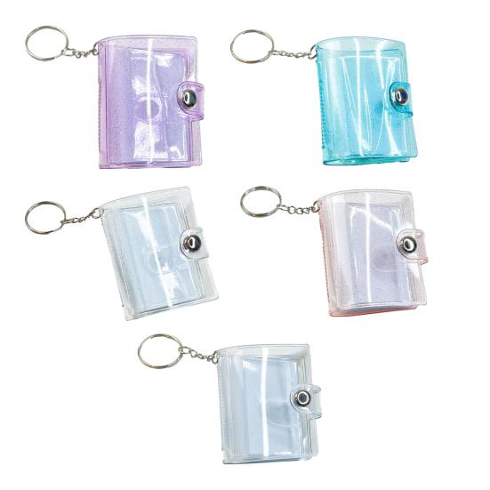 Storage Book Mini Photo Album Keychain with Snap Button Design Portable 16-24 Photo Capacity