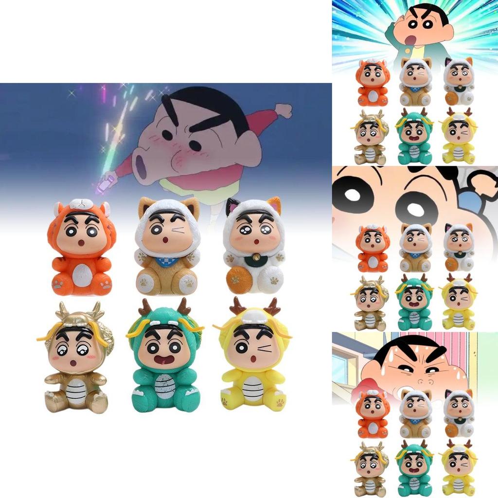 Fun 6 Piece Crayon Shin-chan Dragon Year Pvc Character Model Display For Collectors