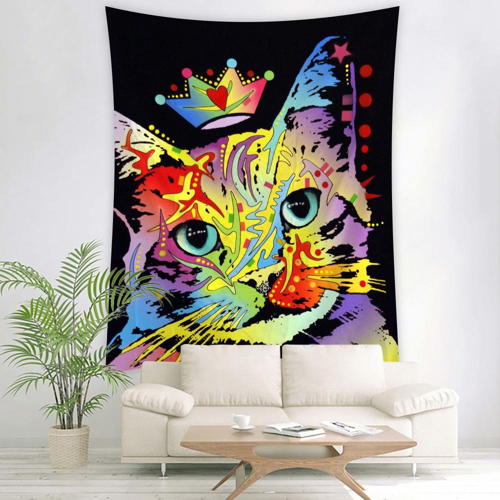 Bedroom Living Room Tapestry Cat Print Tapestry Kawaii Room Decor Tapestry Wall Hanging Home Decor Psychedelic Tapestry