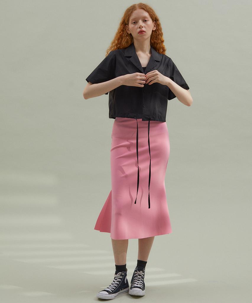 MANAVIS7 Stretch Mermaid Skirt Hot Pink