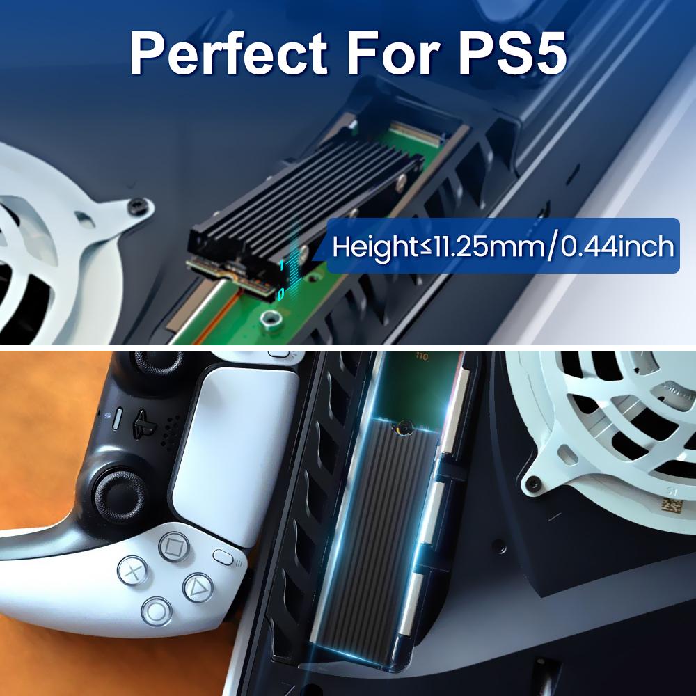 M.2 2280 SSD Heatsink Support PS5 PC, JEYI NVME NGFF 2280 SSD Double-Sided Heat Sink Cooling with Thermal Silicone Pads Cooler