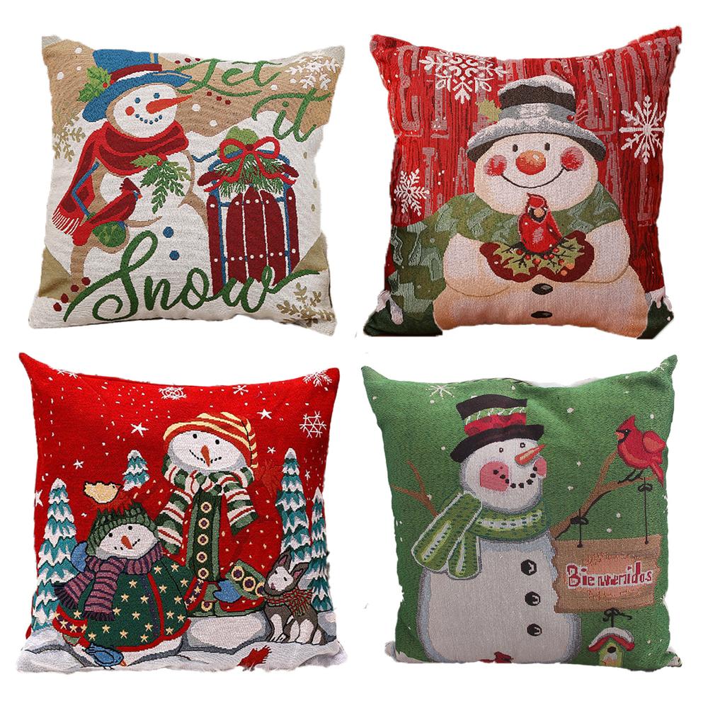 Christmas Pillowcase New Cushion Lumbar Pillow Cartoon Holiday Linen Super Soft Short Plush Pillowcase