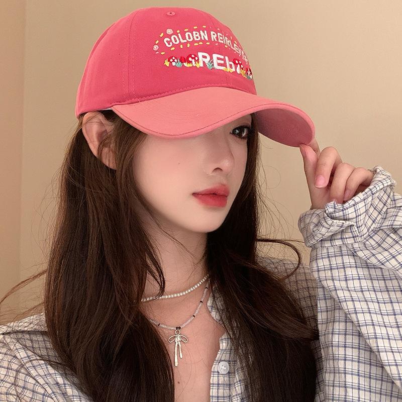 Baseball Cap Women's Spring and Summer Sweet Versatile Sun Hat Showing Face and Small Duckling Cap Big Head Circumference