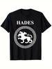 A Black New Style Hades T-Shirt with Greek God Print - Perfect for Birthday Parties And Daily Commut
