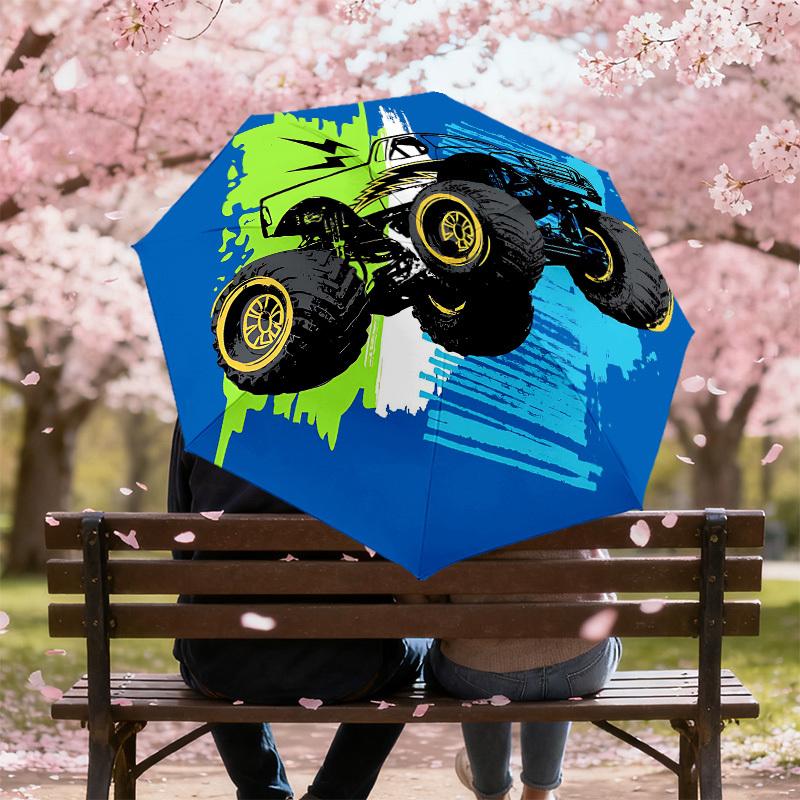 1PC monster truckUmbrella-8-Rib Reinforced, Automatic Open, Lightweight & Durable, Cute Fashion Accessory for Outdoor-P168