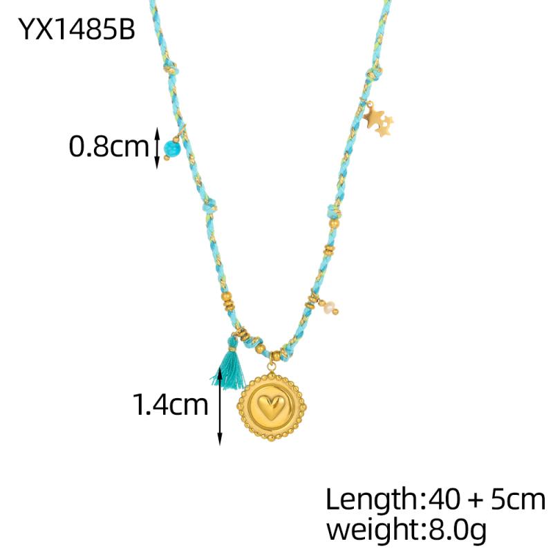 CARLIDANA Elegant Stainless Steel Hand-woven Rope Chain Flower Starfish Heart Sea Pendant DIY Charm Bracelet Necklace for Women