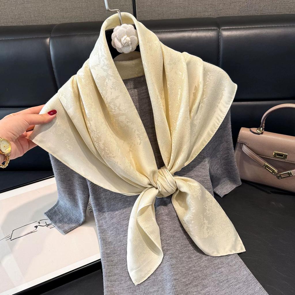 90x90cm New Spring/Summer Imitation Silk Square Shawl Scarf Flower Handkerchief Scarf Women Bandana Headscarves