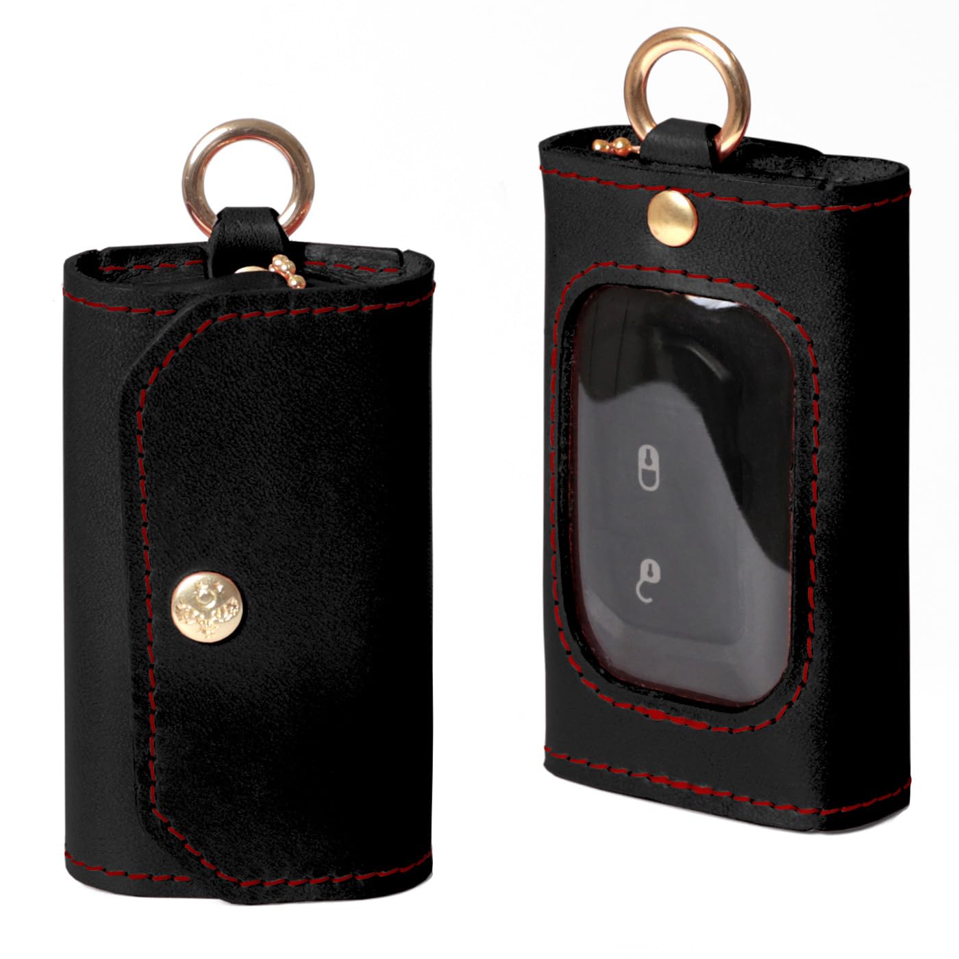 [HUKURO] Smart Key Case -Edge- with Window Genuine Leather Men s