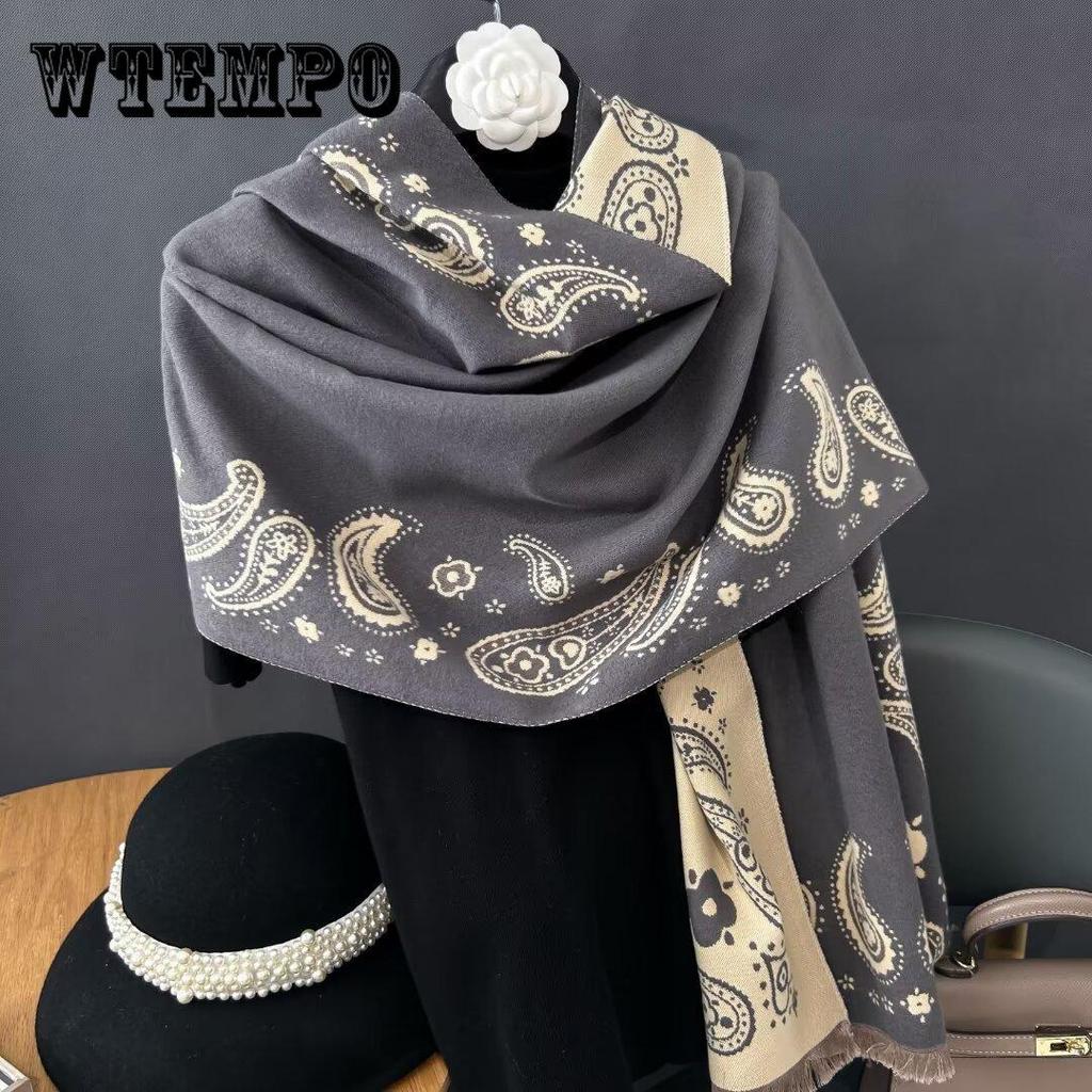 Bohemian Style Double-Sided Faux Scarf Thickened Warm Fashion Outdoor Travel Office Shawl Wrap
