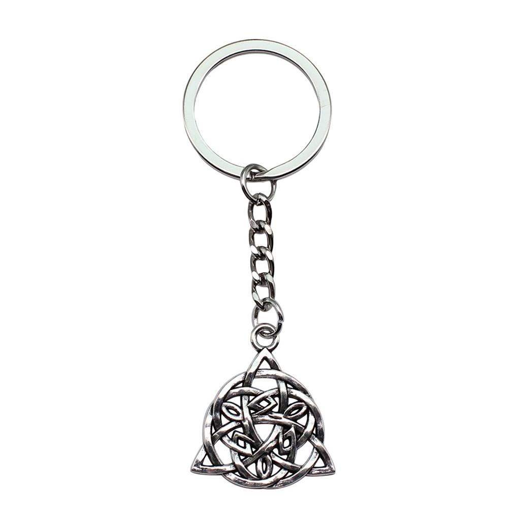 Celtic Knot Charm Hexagram Keychain Irish Amulet Key Ring 28mm Ring