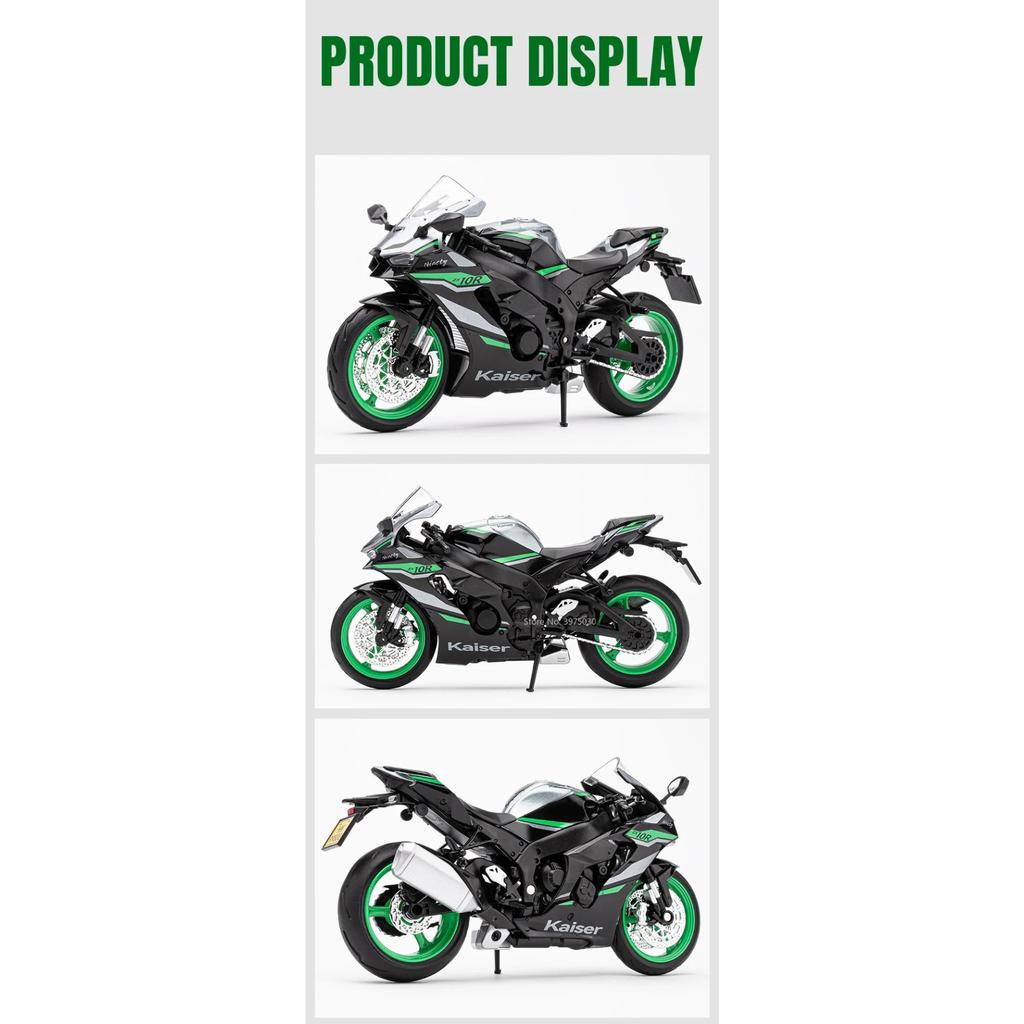 1/12 Kawasaki ZX-10R Motocykl Autíčka Model Slitina tlakové lití se zvukem a světlem Odpružení zadního kola Modely vozidel Sbírejte dárky