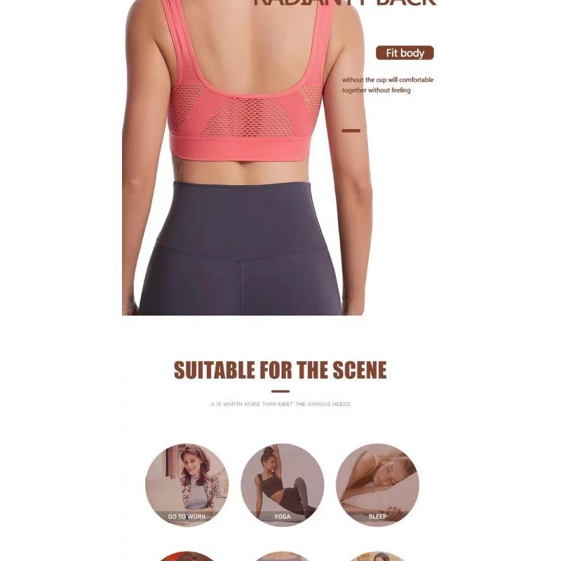 Women Plus Size Breathable Mesh Hollow Out Sports Bra For Yoga Running