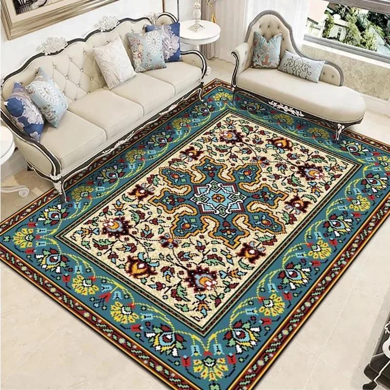 Bohemian Vintage Carpet Large Area Living Room Sofa Mat Bedroom Office Muslim Prayer Non-slip Machine Washable Rug Home Decor