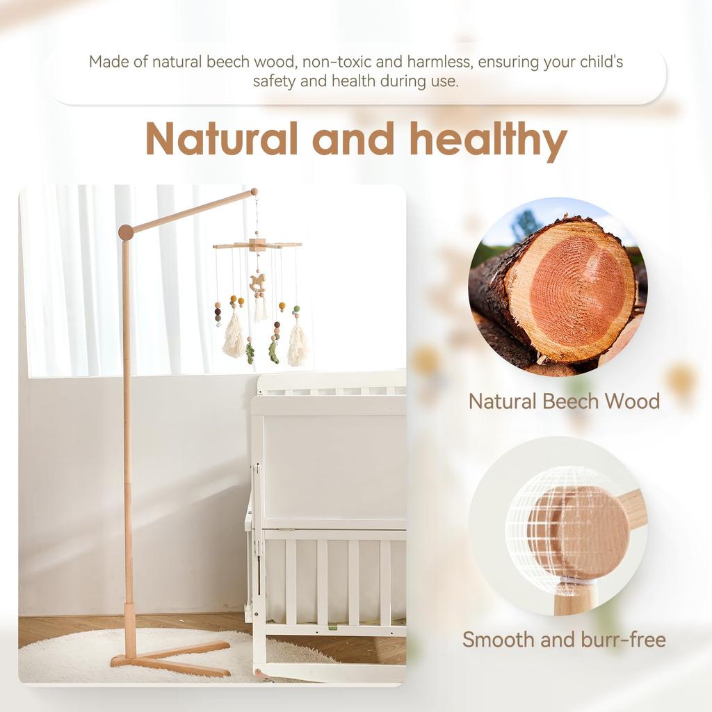 Etucdose Bed Standing Wooden Baby Easy To Hanging Bed Sleeping Birth Baby Educational Bedding Mary, Arm, Mobile, Install, Type, Decoration, Supplies,