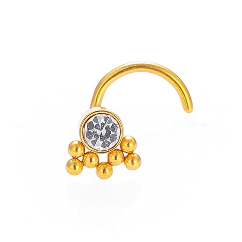 316L Stainless Steel Zircon-Inlaid Flower Star Nose Ring Stud