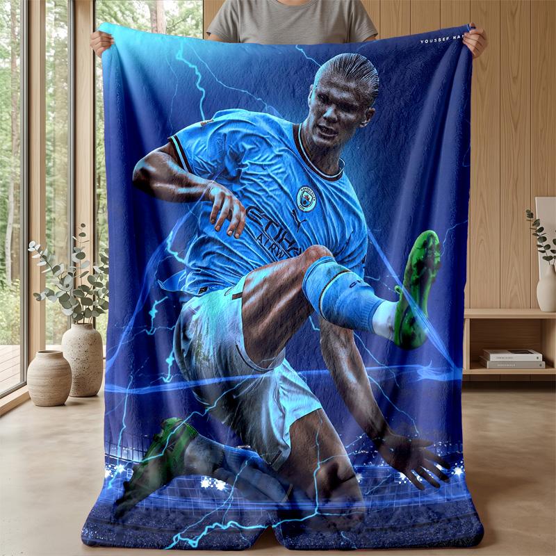 Erling Haaland Theme Blanket Soft Flannel Blanket Plush Throw Blanket Cozy Sofa Bed Blanket for Home Decor