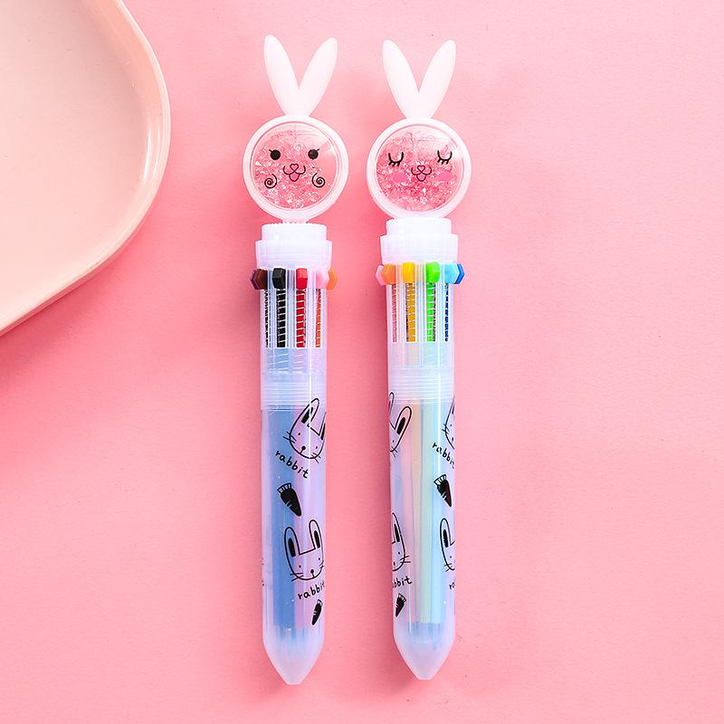 Creative Ten-Color Cartoon Ballpoint Pen - Cute Multicolor Marker for Students