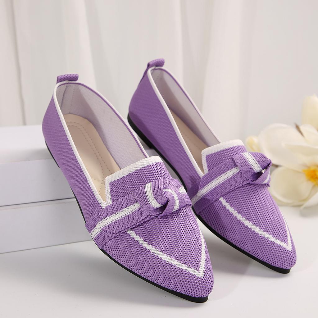 Fashion Women Comfortable Pointed Flat Sole Shoes 2024 Women Fashionable Slip on Butterfly Bow Casual Breathable Loafers Shoes for Women
