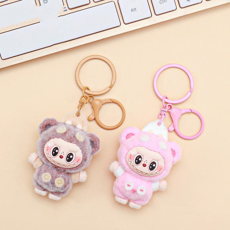 Cartoon Niedlicher Labubu Schlüsselanhänger Beflockung Kawaii Puppe Autoschlüssel Tasche Anhänger Schlüsselring Souvenir Schmuck Geschenke Für Frauen Männer