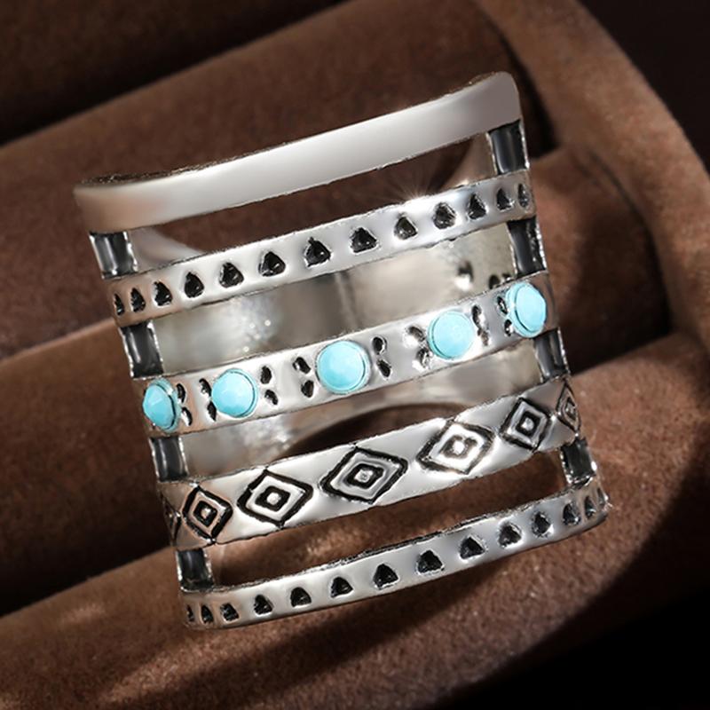 

ZAKOL Богемские винтажные геометрические кольца из сплава для женщин и мужчин медного цвета в стиле бохо с полым металлом для пальцев с цирконом фестивальные повседневные подарки 7