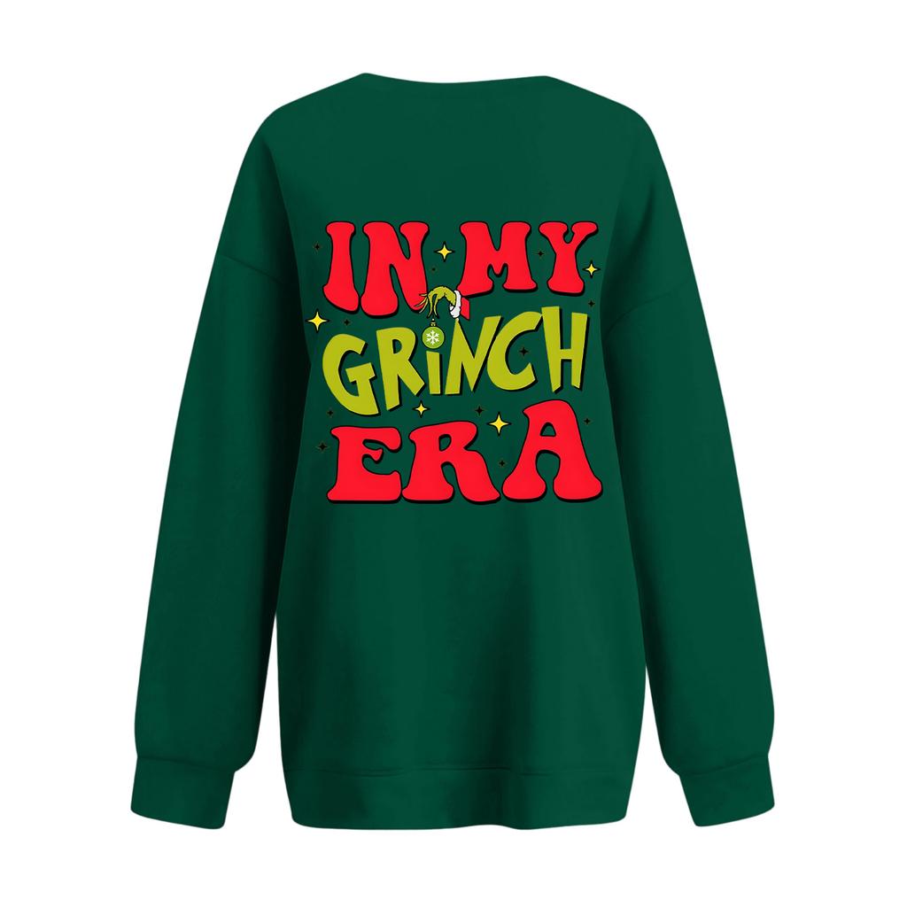 Women's Casual Fashion Long Sleeve Christmas Printed Round Neck Sweatshirt Top