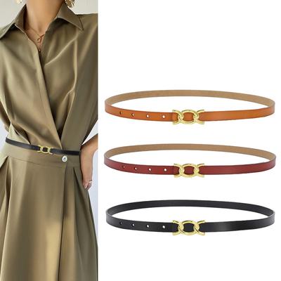 Slim Belt Women's Genuine Leather Fashionable Belt Women's Dress with Waist Slim Waist Versatile Jeans Trendy