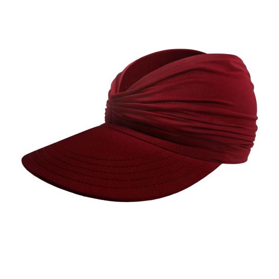 

Уличная женская шляпа с пустым верхом и большими полями, плиссированная, однотонная, с защитой от солнца, с защитой от ультрафиолета, портативная дышащая, спортивная, садовая, рыбная, дорожная кепка вино красного