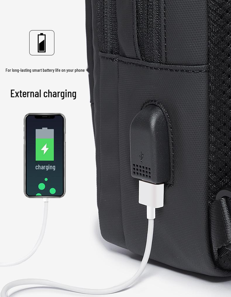 2019 Men's Tech USB Shoulder Bag: Versatile Fashion for Outdoor Sports & Business