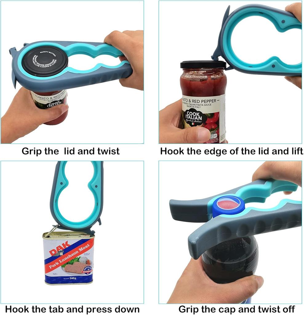 Jar Opener Bottle Opener and Can Opener for Weak Hands, Seniors with Arthritis and Anyone with Low Strength, Mutil Jar Opener Get Lids Off Easily