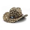 New European and American style western cowboy hat, cow leopard print sunscreen visor, retro one-word top hat, jazz hat.