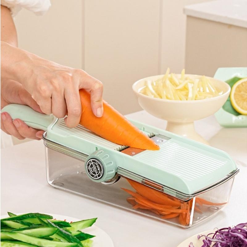 Handheld Kitchen Mandoline Slicer for Vegetables Cheese Manual Onion Cutter Practical Food Cutting Tool with Container