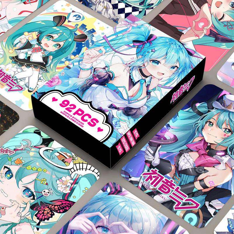 92 Peças/Conjunto Anime Hatsune Miku Cartão Lomo Kawaii Pocard Impressão HD Desenho Animado Jogo de Cartas Po Coleção Fãs Brinquedo Presente de Aniversário para Crianças
