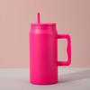 Large Capacity Travel Cup with Handle & Straw, Leak-Proof, Portable, Fits Car Cup Holder, Ice Cooler Function