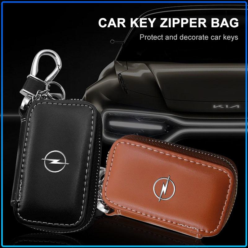 Leather Car Key Case Keychain Zipper Key Case Bag Accessories For Opel Astra H G Corsa Insignia Astra Antara Meriva Zafira Interior