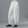 Men's Summer Loose-Fit Cotton Linen Wide-Leg Elastic Waist Sports Pants