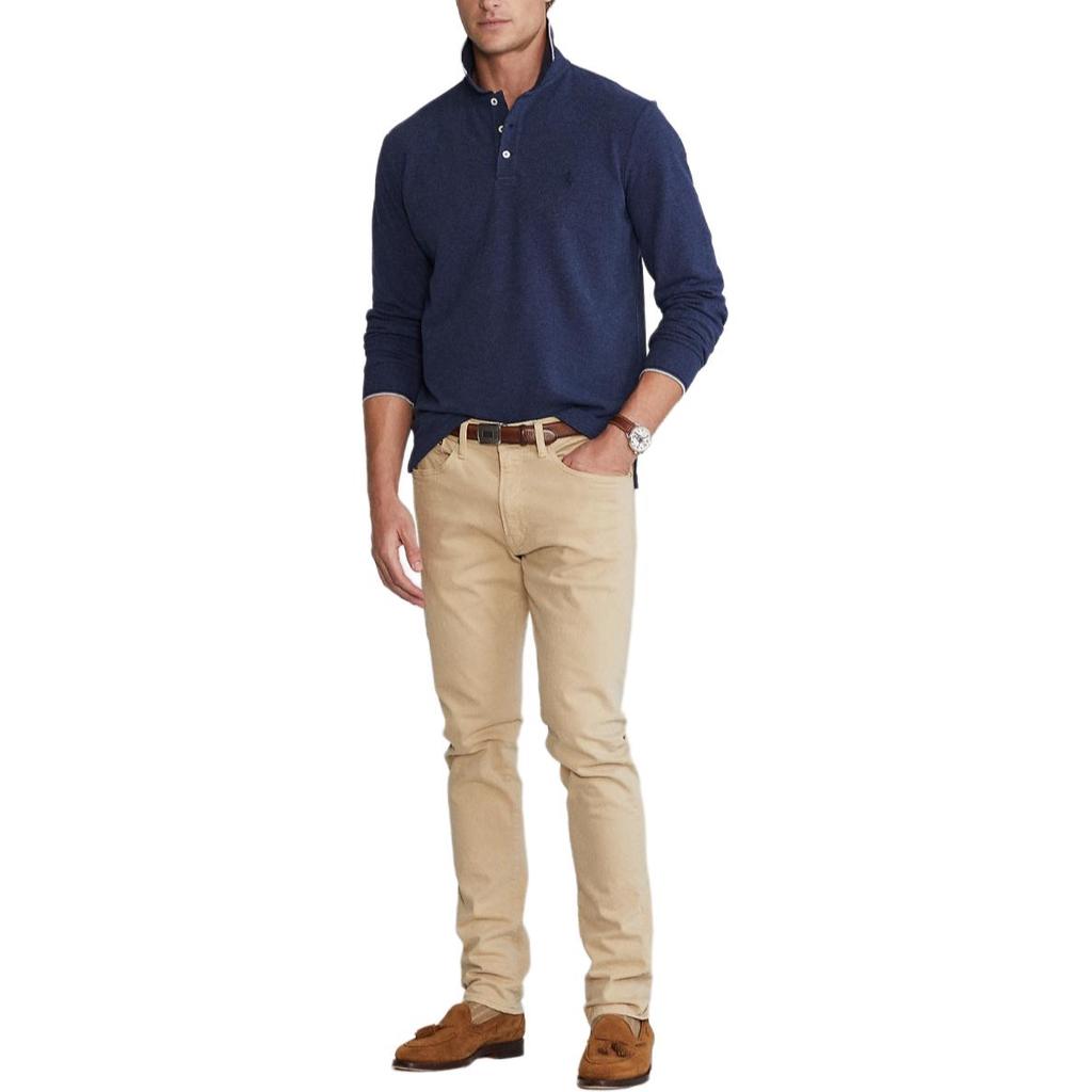 Polo Ralph Lauren Solid Color Small Pony Logo Embroidered Polo Shirt Long Sleeve Men Tops Navy-Blue MNPOKNI16821634-410