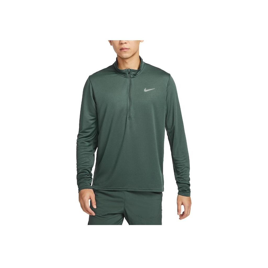 Nike Dri-Fit Pacer Quick-Dry Running Stand Collar Knitted Long Sleeve Outdoor T-Shirt Men Tops Green FQ2495-338