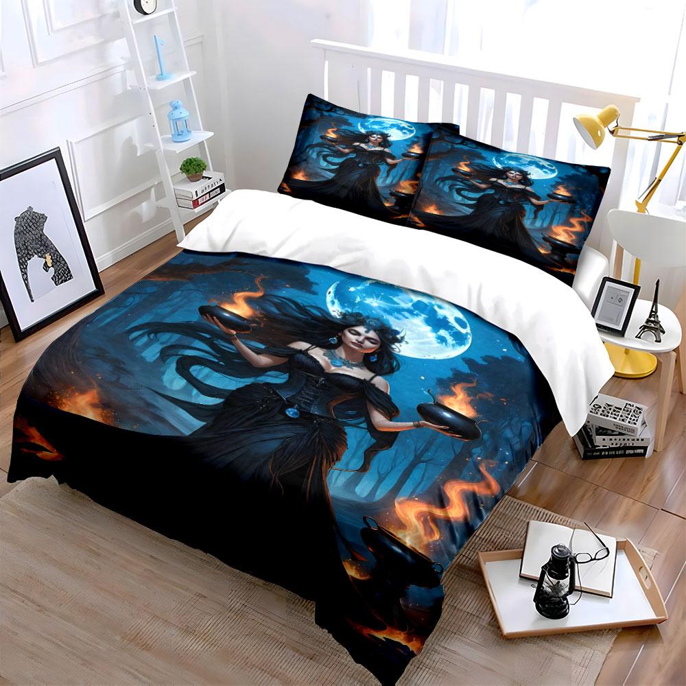 Mystic Moon Goddess Artwork Bedding Duvet Cover Set (1*Duvet Cover 2*Pillowcases, without duvet insert)