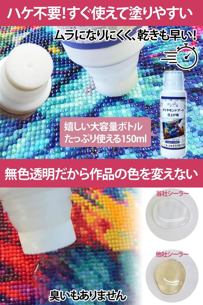 Craft Time Diamond Art Sealer Dokončovací prostředek Kapacita Dokončovací lepidlo Složka Diamantová barva s houbovou hlavou Malířské lepidlo Rychleschnoucí ruční práce