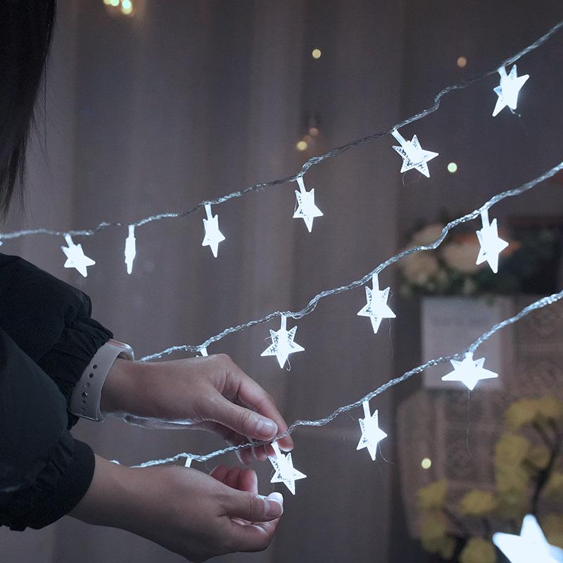 Solar/220V Plug-in Version Operated Star String Lights LED Fairy Lights Christmas Garland for Terrace Home Party Wedding Decoration Lights