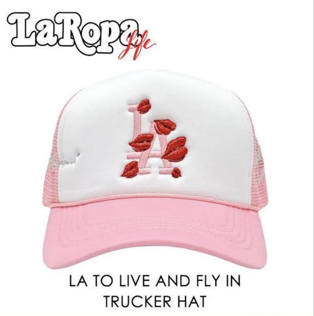 

[Б/У] Кепка-тракер Yellow Bucks LA ROPA из сетки белого и розового цвета