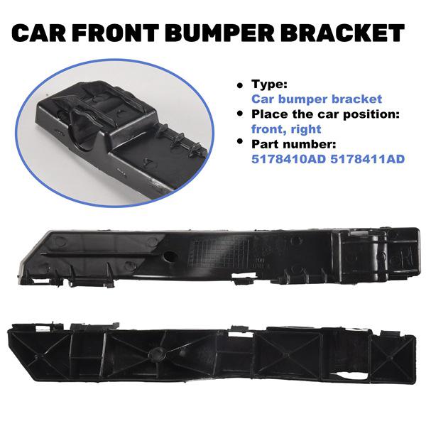 Black ABS Plastic Front Right Car Bumper Bracket/Support. None